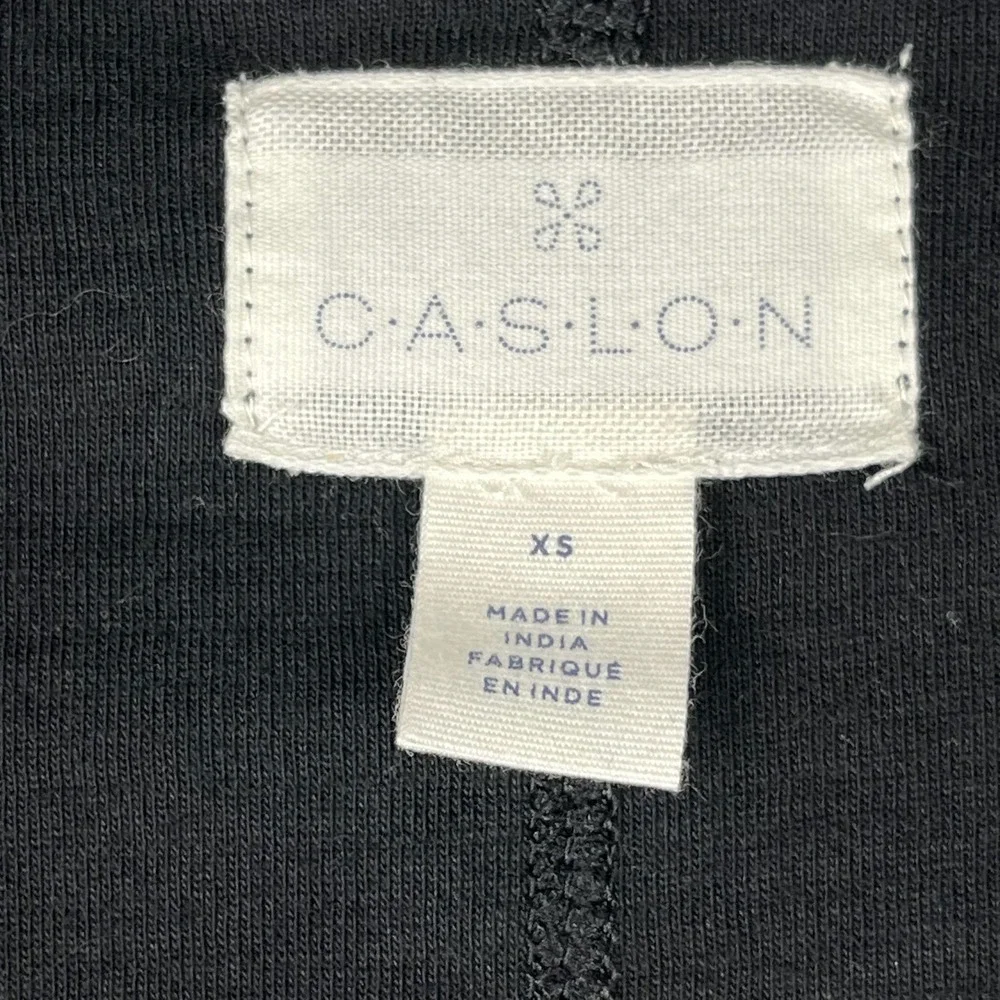 Caslon Jacket Womens XS Black Open Front Knit Moto Ponte Career Minimalist NEW